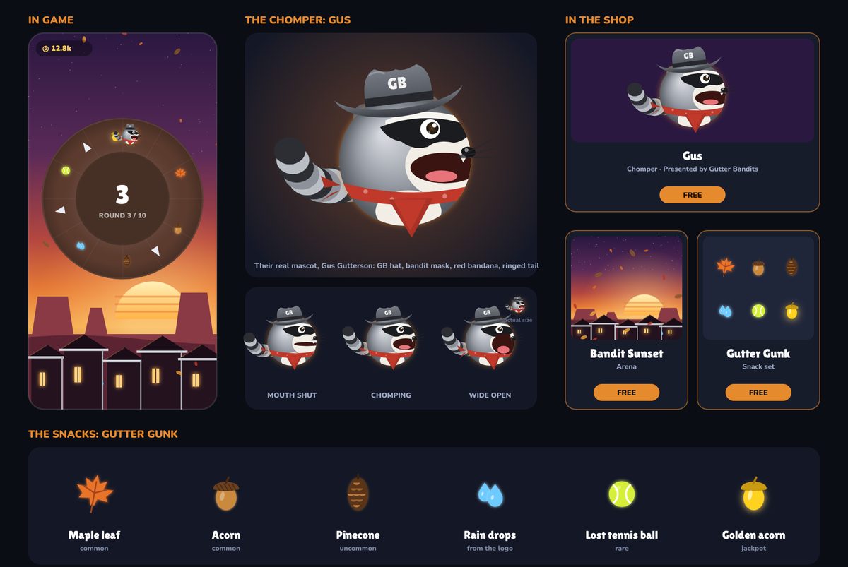 The Gutter Bandits pack in Loop Chomp: the Gus chomper, the Bandit Sunset arena and the Gutter Gunk snacks